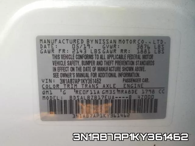 3N1AB7AP1KY361462 фото 2