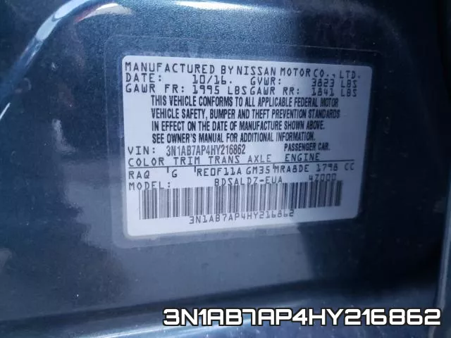 3N1AB7AP4HY216862 фото 2