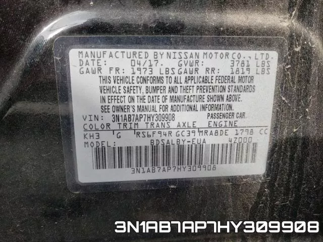 3N1AB7AP7HY309908 фото 2