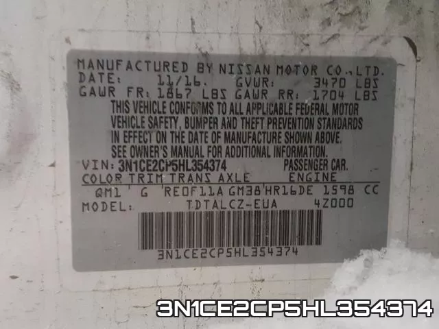 3N1CE2CP5HL354374 фото 2
