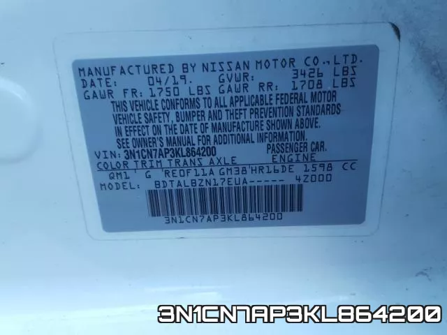 3N1CN7AP3KL864200 фото 2