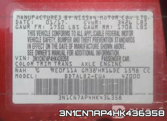 3N1CN7AP4HK436358 фото 9
