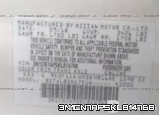 3N1CN7AP5KL814768 фото 10