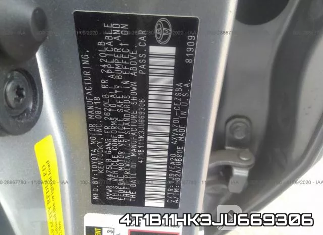 4T1B11HK3JU669306 фото 9