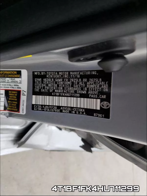 4T1BF1FK4HU711299 фото 2