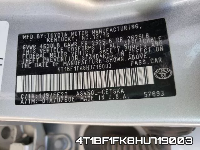 4T1BF1FK8HU719003 фото 2