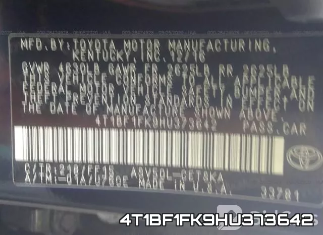 4T1BF1FK9HU373642 фото 10