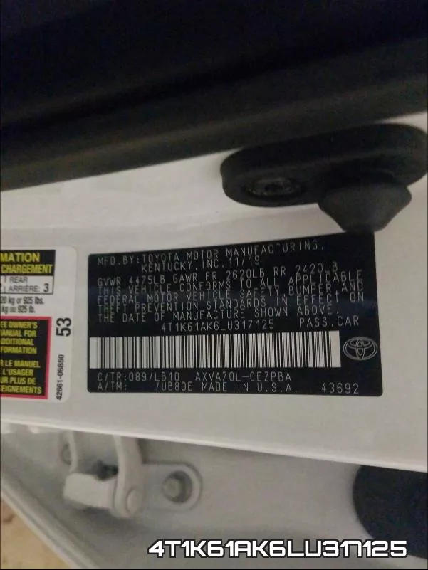 4T1K61AK6LU317125 фото 2
