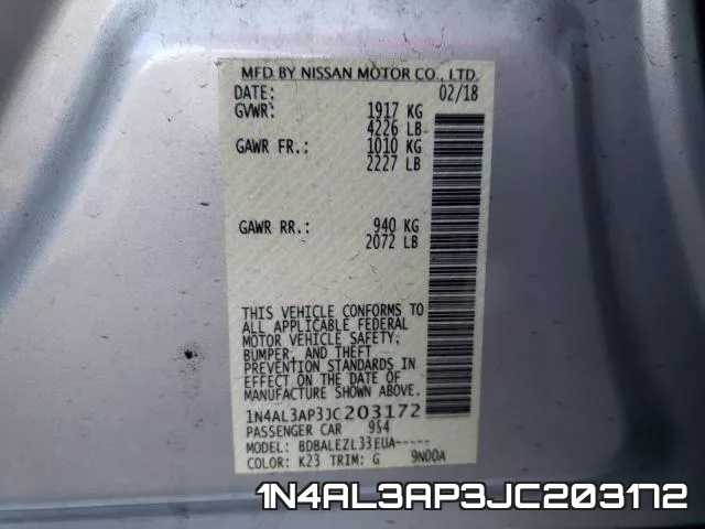 1N4AL3AP3JC203172 фото 2