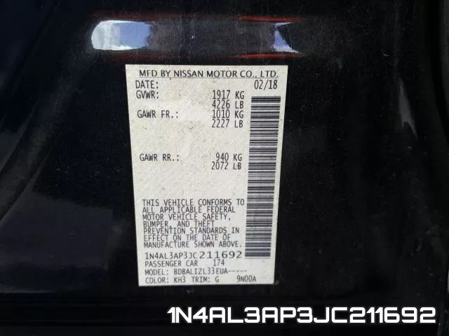 1N4AL3AP3JC211692 фото 2