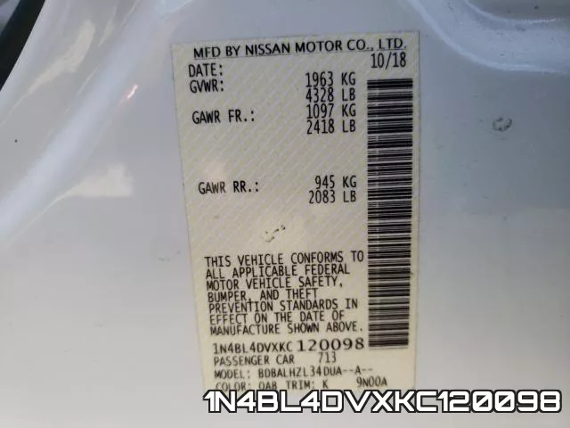 1N4BL4DVXKC120098 фото 2