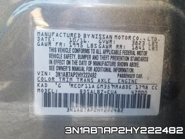3N1AB7AP2HY222482 фото 2