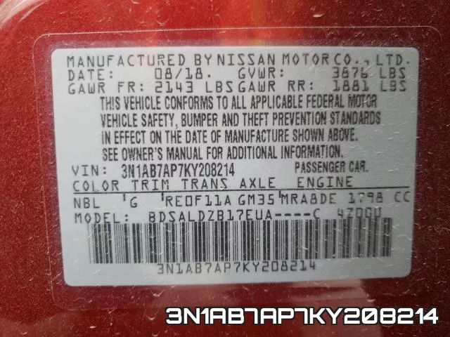 3N1AB7AP7KY208214 фото 2
