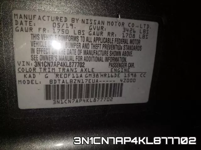 3N1CN7AP4KL877702 фото 2