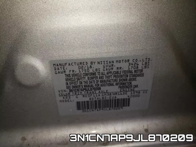 3N1CN7AP9JL870209 фото 2