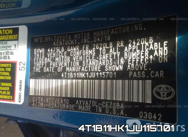 4T1B11HK1JU115701 фото 9