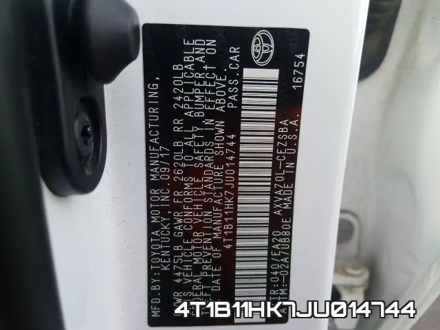 4T1B11HK7JU014744 фото 2
