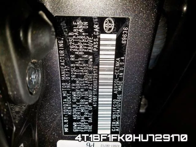 4T1BF1FK0HU729170 фото 2