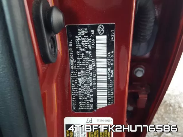 4T1BF1FK2HU776586 фото 2