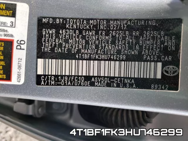 4T1BF1FK3HU746299 фото 2