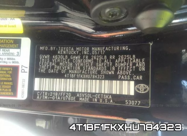 4T1BF1FKXHU784323 фото 9