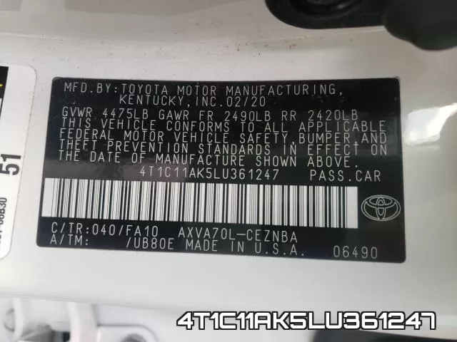 4T1C11AK5LU361247 фото 2