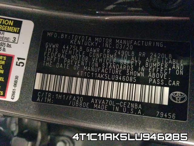 4T1C11AK5LU946085 фото 2