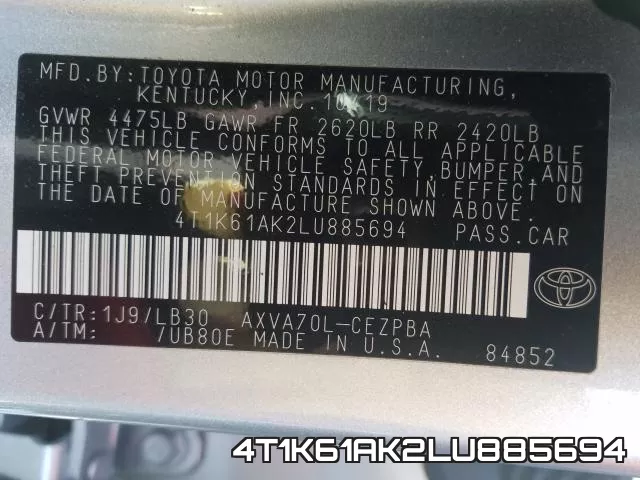 4T1K61AK2LU885694 фото 2