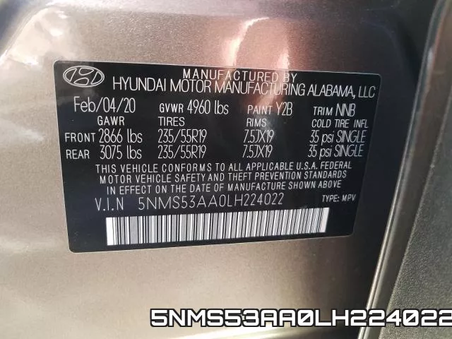 5NMS53AA0LH224022 фото 2