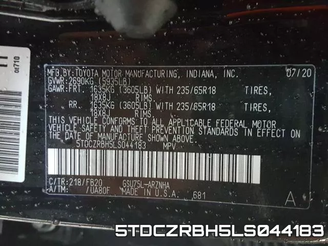 5TDCZRBH5LS044183 фото 2