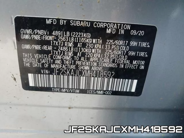 JF2SKAJCXMH418592 фото 2