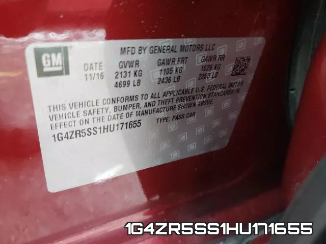 1G4ZR5SS1HU171655 фото 2
