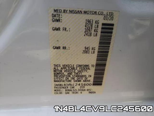 1N4BL4CV9LC245600 фото 2
