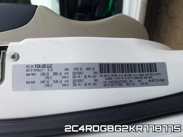 2C4RDGBG2KR778775 фото 2