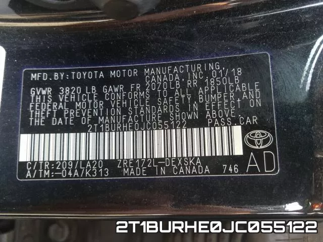 2T1BURHE0JC055122 фото 2