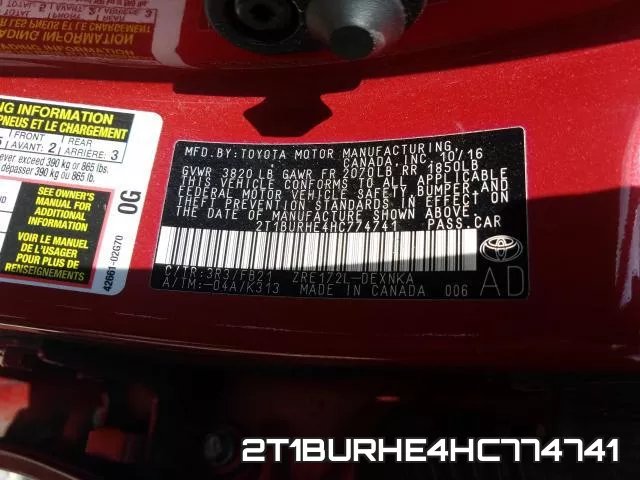 2T1BURHE4HC774741 фото 2