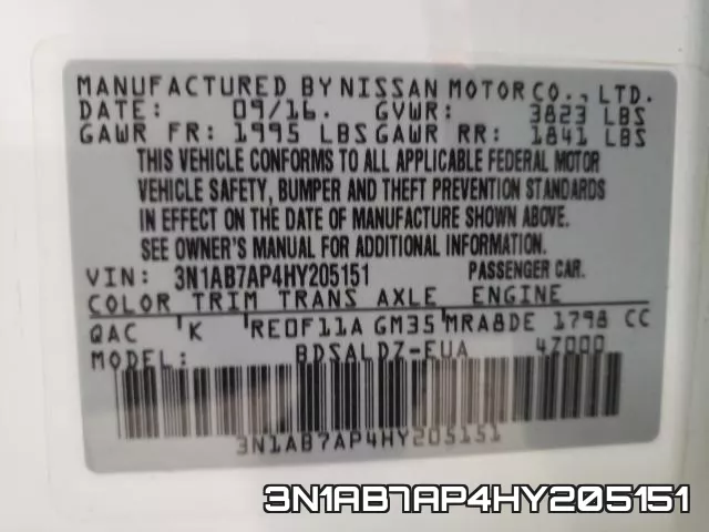 3N1AB7AP4HY205151 фото 2