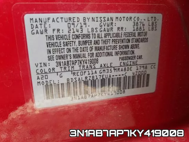 3N1AB7AP7KY419008 фото 2