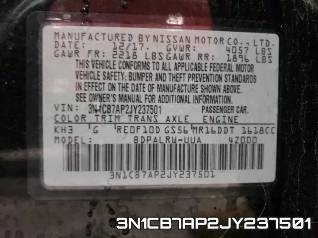 3N1CB7AP2JY237501 фото 2