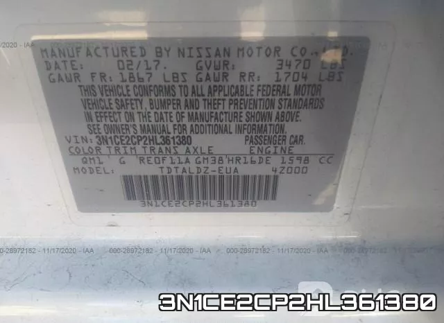 3N1CE2CP2HL361380 фото 10