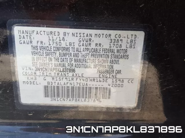 3N1CN7AP8KL837896 фото 2