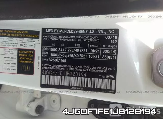 4JGDF7FE1JB128194 фото 8