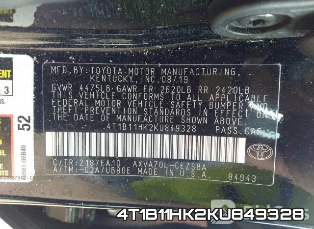 4T1B11HK2KU849328 фото 9