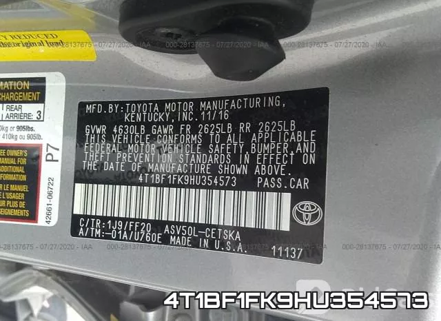 4T1BF1FK9HU354573 фото 10
