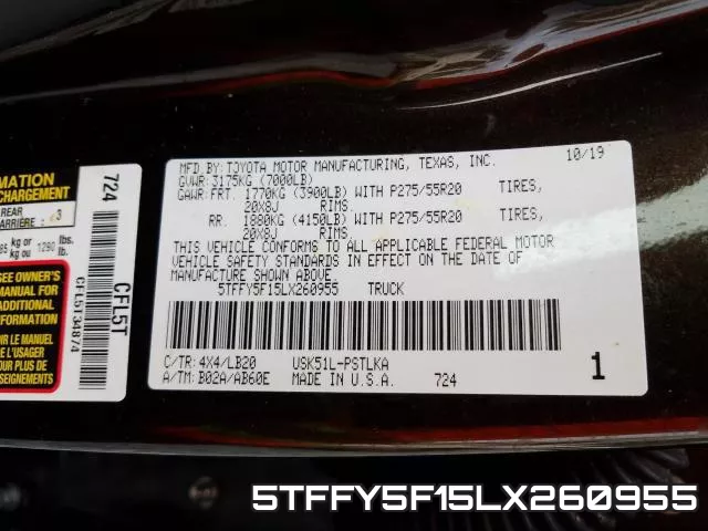 5TFFY5F15LX260955 фото 2