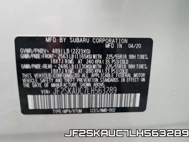 JF2SKAUC7LH563289 фото 2