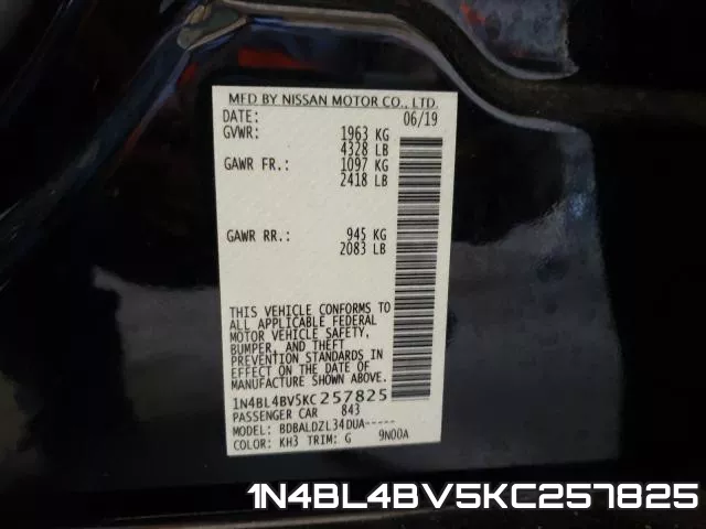 1N4BL4BV5KC257825 фото 2