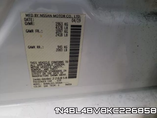 1N4BL4BV8KC226858 фото 2