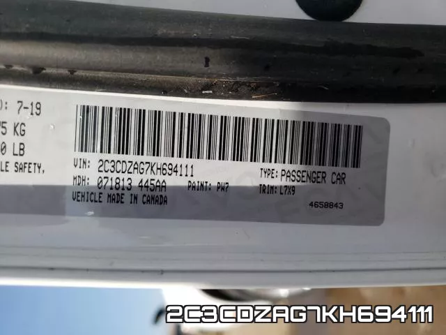 2C3CDZAG7KH694111 фото 2