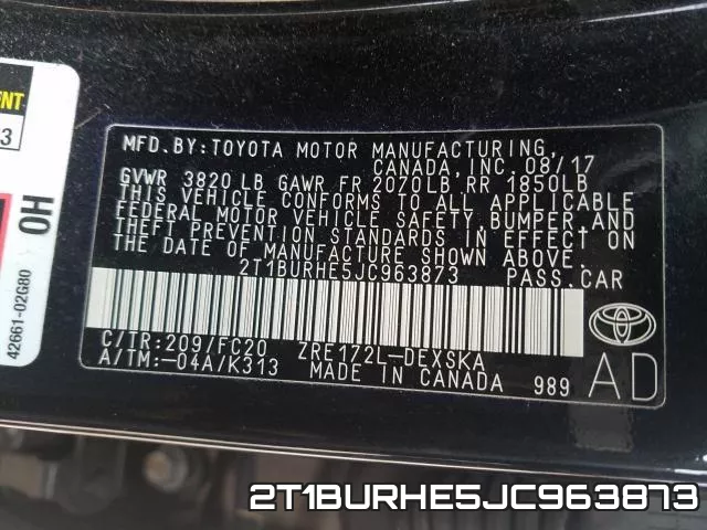 2T1BURHE5JC963873 фото 2